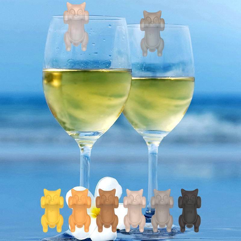 True Zoo Paws Off Glass Markers, Silicone Wine Charms, Cat Drink