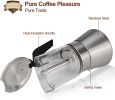 RAINBEAN Italian Expresso Maker, Moka Pot, Stovetop Coffee Makers, Stainless Steel Coffee Maker, Suitable for Induction Hob, 300ml/8.5oz/6 cup (espres