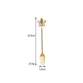 304 stainless steel tableware creative cute Christmas star spoon fruit fork coffee dessert spoon 6 sets off the shelf (Specifications: F42 Christmas fork - Santa Claus * opp package)