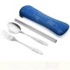 Portable 3 Pcs Stainless Steel Cutlery Set Flower Painting Fork Dinner Tableware Set Case Kit