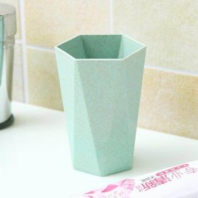 Nordic Style Thickened Wheat Straw PP Diamond Cup Gargle Cup Household Couple Toothbrush Shaped Pure (Color: Nordic Green, size: 301-400ml)