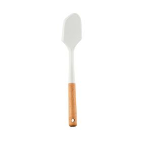 New milky white silicone kitchen set with wooden handle 12 piece non stick cooking shovel spoon silicone kitchen set (size: scraper)