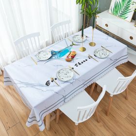 Marble pattern tablecloth waterproof; scald proof; oil proof; wash free; simple pvc table mat; tea table tablecloth; household luxury style (colour: Marble light luxury fish, size: Customization (inquiry))