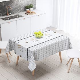 Nordic tablecloth cloth waterproof; scald proof; oil proof; wash free tea table cloth desk ins student tablecloth pvc net red (colour: Thickened - white check, size: 137*90cm)