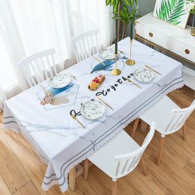 Marble pattern tablecloth waterproof; scald proof; oil proof; wash free; simple pvc table mat; tea table tablecloth; household luxury style (colour: Marble fish, size: 90 * 90cm (straight edge type))