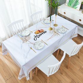 Marble pattern tablecloth waterproof; scald proof; oil proof; wash free; simple pvc table mat; tea table tablecloth; household luxury style (colour: Marble gold leaf, size: 140 * 180cm (straight edge type))