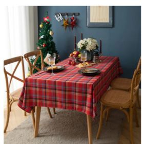 Yimanqiyun tablecloth; yarn dyed; green lattice; Christmas table cloth; American style; rectangular fabric; directly supplied by the manufacturer (colour: Red check yarn dyed Christmas check without lace, size: 140*240)