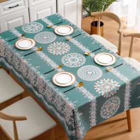 Benzhi Nordic embroidery printed tablecloth wholesale waterproof oil proof washfree rectangular pvc tablecloth table mat net red (colour: Splendid Flowers - Dark Green, size: 140*180cm)