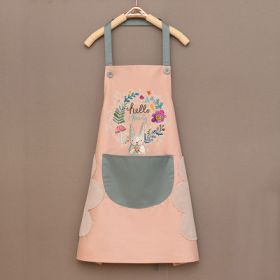 Kitchen apron; female; household; cute; cooking; waterproof; oil proof; apron; coverall; male; supporting logo printing (colour: Wipe hand smoke powder)