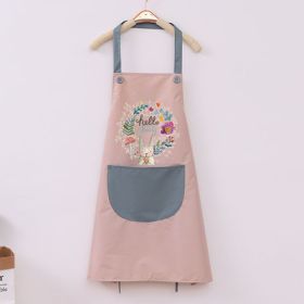 Kitchen apron; female; household; cute; cooking; waterproof; oil proof; apron; coverall; male; supporting logo printing (colour: Ordinary cigarette powder)