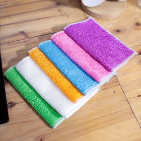 Bamboo fiber dishwashing towel is not easy to stick oil; double layer dishcloth; bamboo charcoal degreasing dishwashing cloth; thickened cleaning clot (colour: Yellow ribbon, Specifications: 27*30)