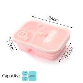 1360ml Silicone Collapsible Lunch Box 3Grid Lunch Bento Box Large Capacity Bowl Outdoor Portable Picnic Camping Folding Lunchbox (Color: pink 1350ml)