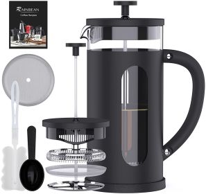 RAINBEAN Mini French Press 12 oz, Small French Press Coffee Maker 350 ml, Heat Cold Coffee Brewer Camping Coffee Press, Individual One Single Cup Fren (Color: 1000ml)