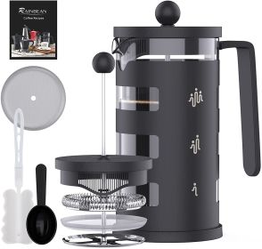 Mini French Press for 12/34oz Small French Press Coffee Maker with 4 Level Filtration System Borosilicate Glass Durable Stainless Steel Thickened Heat (Color: 350ml)