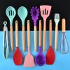 1Pc of Wood Handle Silicone kitchenware Health Kitchenware and kitchen Accessories