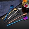 1PC/5PCStainless Steel Long Handle Stainless Steel Tea Spoon Coffee Ice Cream Spoon