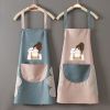 68*72cm Waterproof Wipeable Printed PVC Sleeveless Aprons Oil-Proof Kitchen Women Pinafore Home Cooking Baking Waist Bib